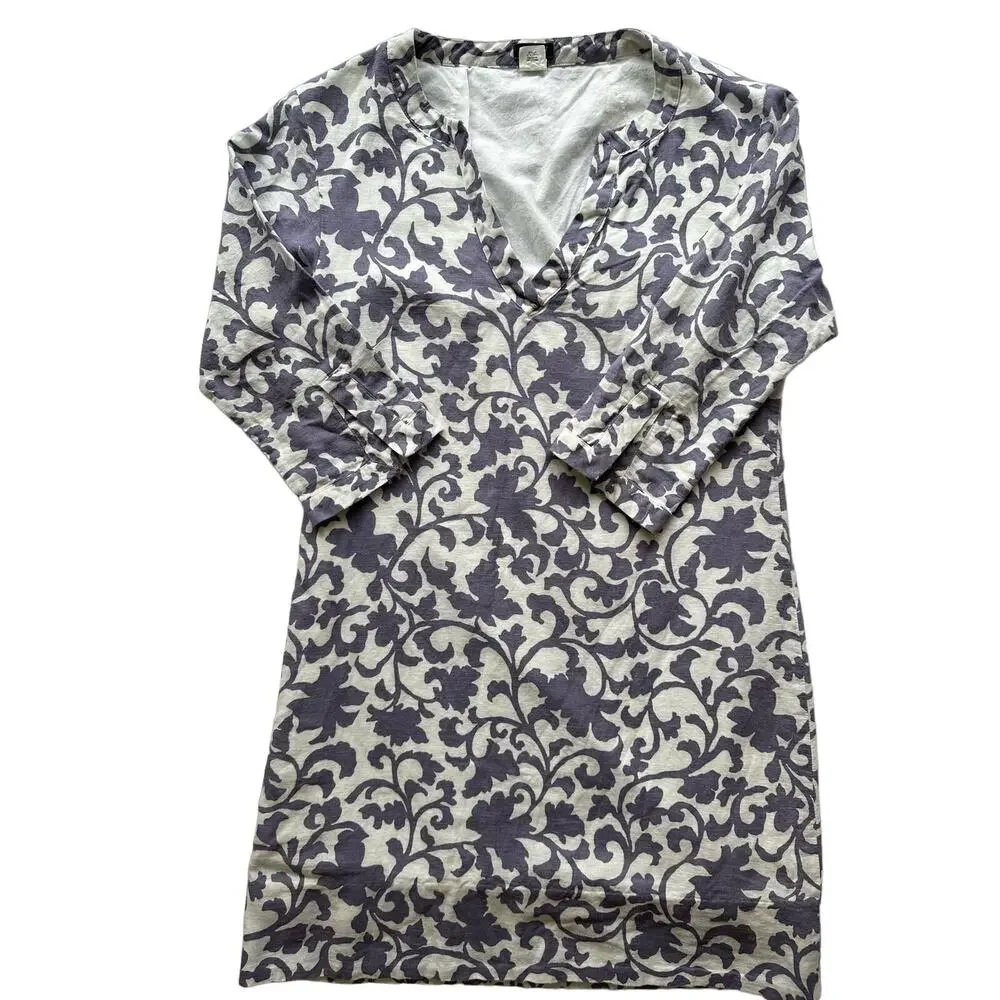 J Crew Purple Linen Cotton Blend Shift Dress Size 4